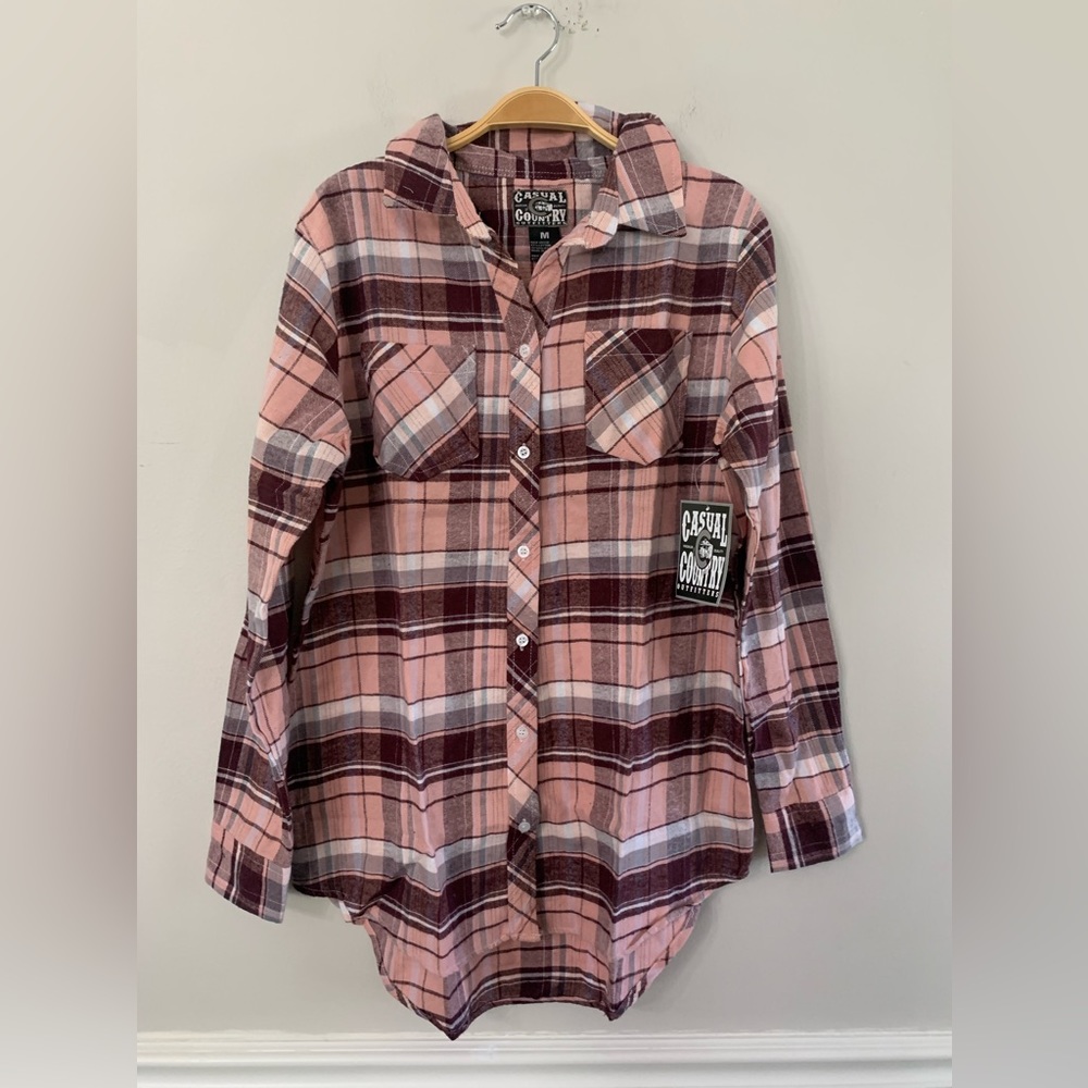 NEW CASUAL COUNTRY WOMENS PLAID SHIRT SIZE:M